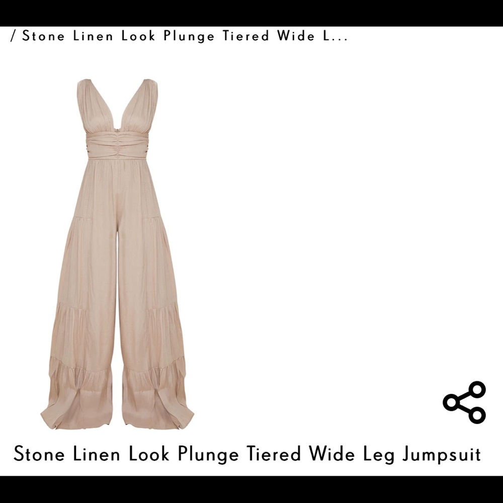 Pretty Little Things Tan Wide leg linen jumpsuit